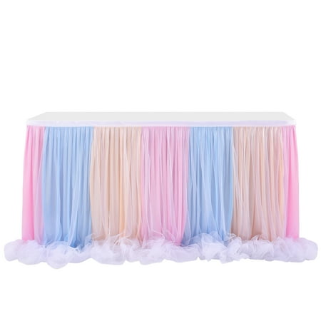 

Romacci Table Skirt Home Party Gauze Tablecloth Wrap Gauze Floor Long Yarn Used for Wedding Christmas Decoration Dessert Hotel Conference Table
