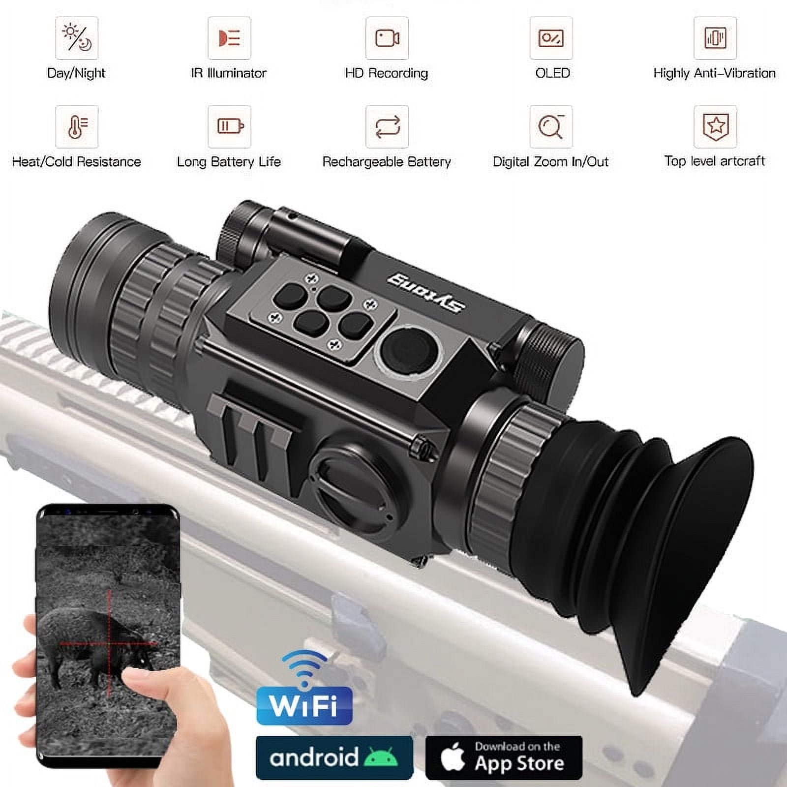 Sytong Rifle Scope HT-60 Digital Night Vision Device Withstand Mount Aiming Riflescope App WIFI Live Image Night Vision Scope