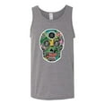 thumbnail image 2 of Day Of The Dead Calavera Skull Colorful Trippy | Mens Pop Culture Graphic Tank Top, Heather Grey, Small, 2 of 4