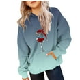 thumbnail image 2 of lcziwo Christmas Hoodies for Kids Wine Glass Graphic Hooded Sweatshirts Fall Winter Long Sleeve Pullover Tops Gifts for Teen Girls, Navy, 140, 2 of 6
