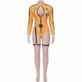 thumbnail image 3 of Kill Bill Beatrix Kiddo The Bride Inspired Jumpsuit Yellow and Black Bodysuit for Women, 3 of 7