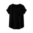 thumbnail image 4 of IROINNID Solid Color Shirts for Women Cotton and Linen Shirts for Women Daily Printed V- Neck Short Sleeve T-shirt Blouse Loose Tops, 4 of 4
