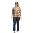 thumbnail image 3 of Terry & Sky Women’s Plus Size Henley Waffle Tee with Long Sleeves, 2- Pack, 3 of 5