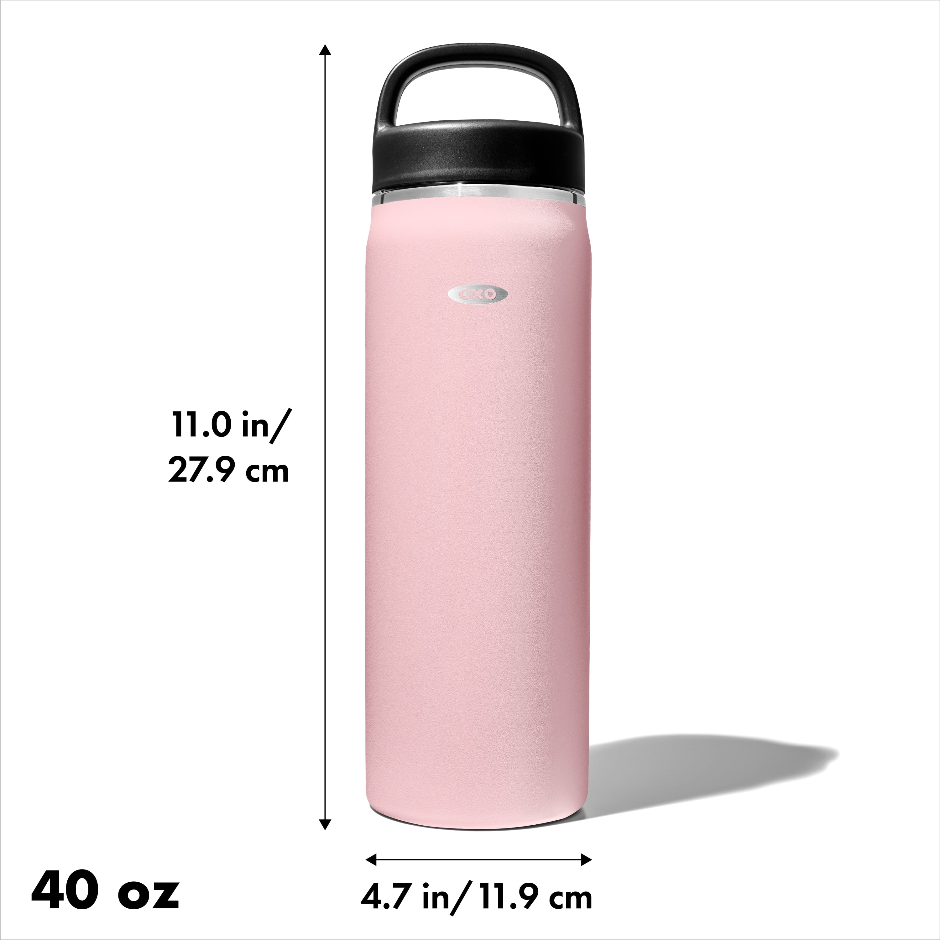 OXO Strive 40 oz. Insulated Water Bottle with Handled Lid - Rose Quartz