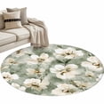 thumbnail image 2 of Sage Green Spring Floral Round Area Rug 4 FT, Non Slip Indoor Outdoor Rug, Summer Botanical Flowers Washable Soft Circular Carpet Non-Shedding Floor Mat for Coffee Table Nursery Foyer Balcony, 2 of 8