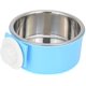 thumbnail image 1 of Cuenco de comida para perros y gatos, alimentador de mascotas de acero inoxidable, cuenco colgante 2 en 1, soporte de jaula para animales pequeños, perro, gato, conejo, pájaro, azul, 1 of 5