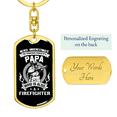 thumbnail image 3 of Papa Is Also Firefighter Stainless Steel or 18k Gold Premium Swivel Dog Tag Keychain, 3 of 10