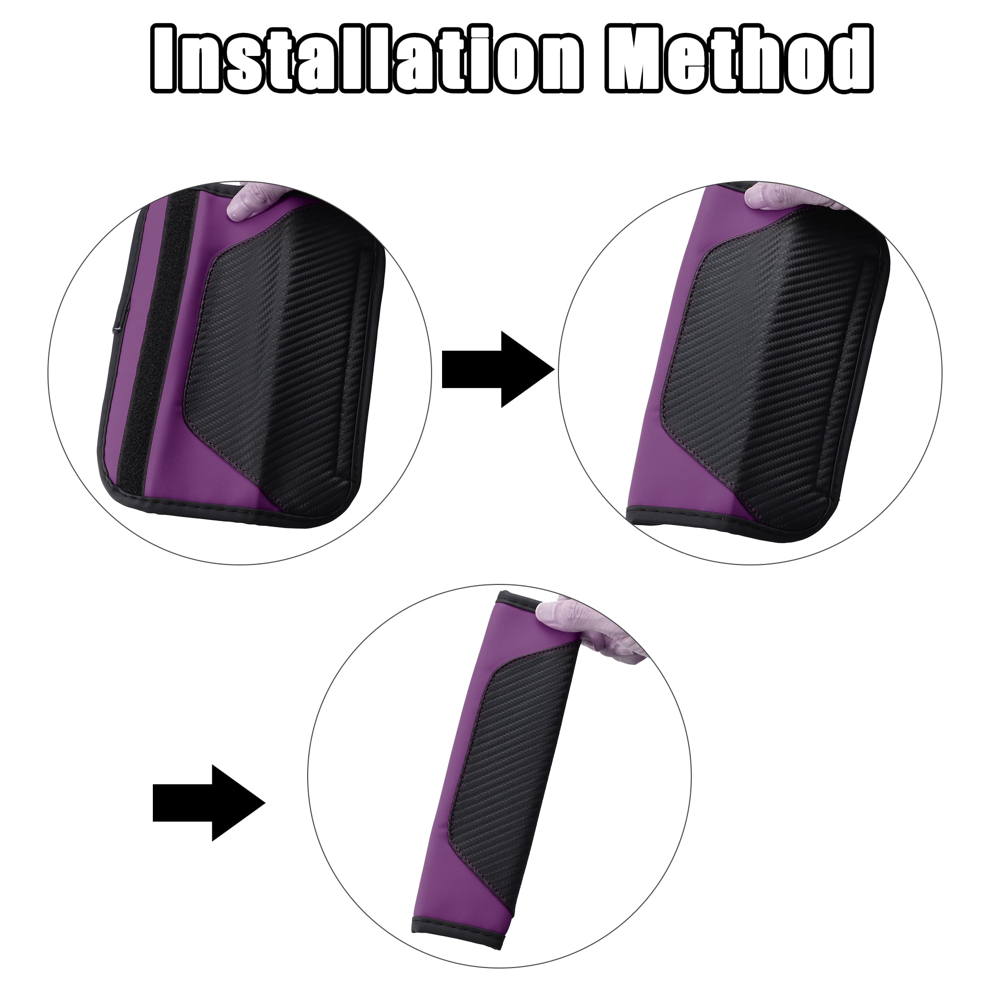 Unique Bargains Purple Car Seat Belt Cover Carbon Fiber Leather