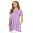 thumbnail image 2 of Women's Solid Casual Short Sleeve Loose Fit pockets Knit Shirt Tunic Top Tee/Made in USA, 2 of 4