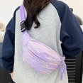 thumbnail image 2 of AZXY Sling Crossbody Bag, Purple Lightweight Fabric Fanny Pack with Adjustable Strap, Casual Embroidered Waist Bag for Travel Daily Use, 2 of 7