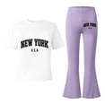 thumbnail image 5 of 2 Piece Outfits Sets Girls Short Sleeve Letter Print T-Shirt Top and Flared Pants Sets Girl Spring Clothes Girls Size 11-12 Years Outfit Sets, 5 of 5