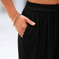 thumbnail image 6 of Black Womens Business Casual Pants, Tall Wide Leg Trousers, Weekend Nylon Work Pants, Women's Solid Color Casual Elastic Waist Pants Wide Leg Plus Size Loose, 6 of 6