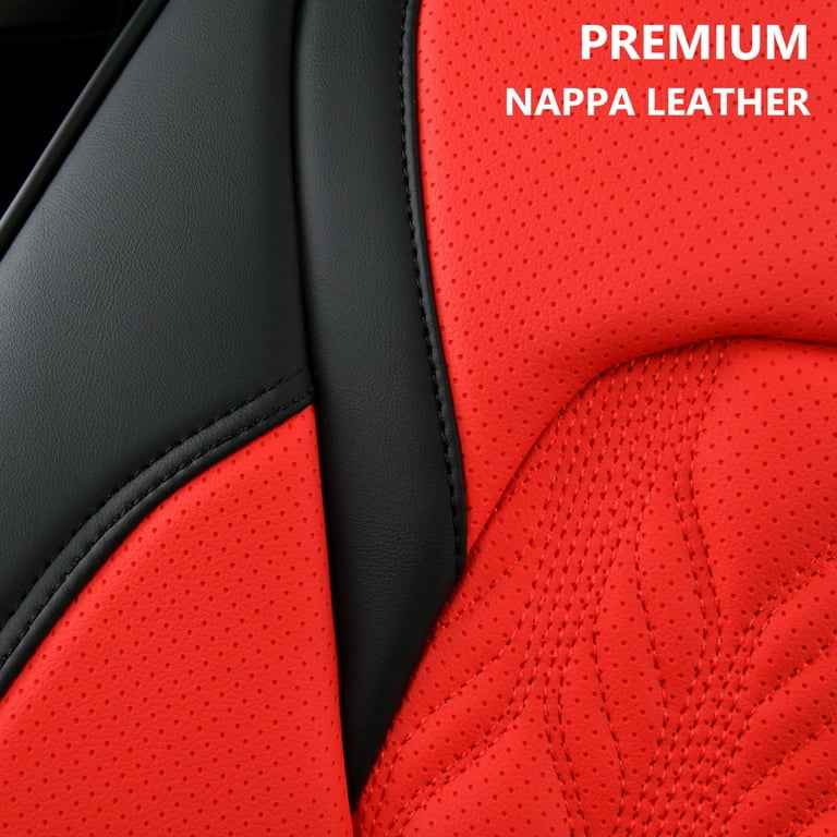 Coverado Red Full Set Seat Covers for Car Seats, 5Pcs Front and Back Seat  Covers with Premium Leather Embossed Pattern, Auto Universal Seat  Protectors Interior Accessories Fit Sedans, SUVs, Trucks 
