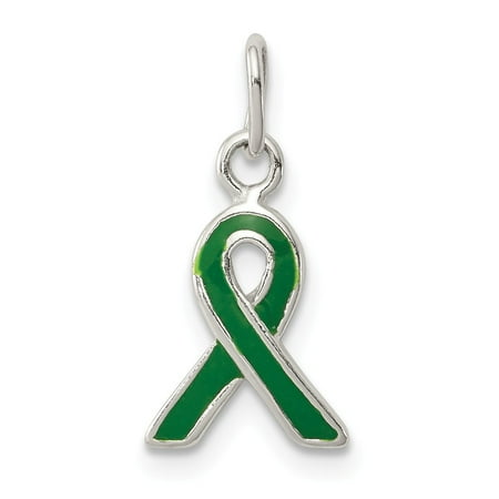 Green Enamel Rose - Roy Rose Jewelry Sterling Silver Green Enameled Awareness Charm