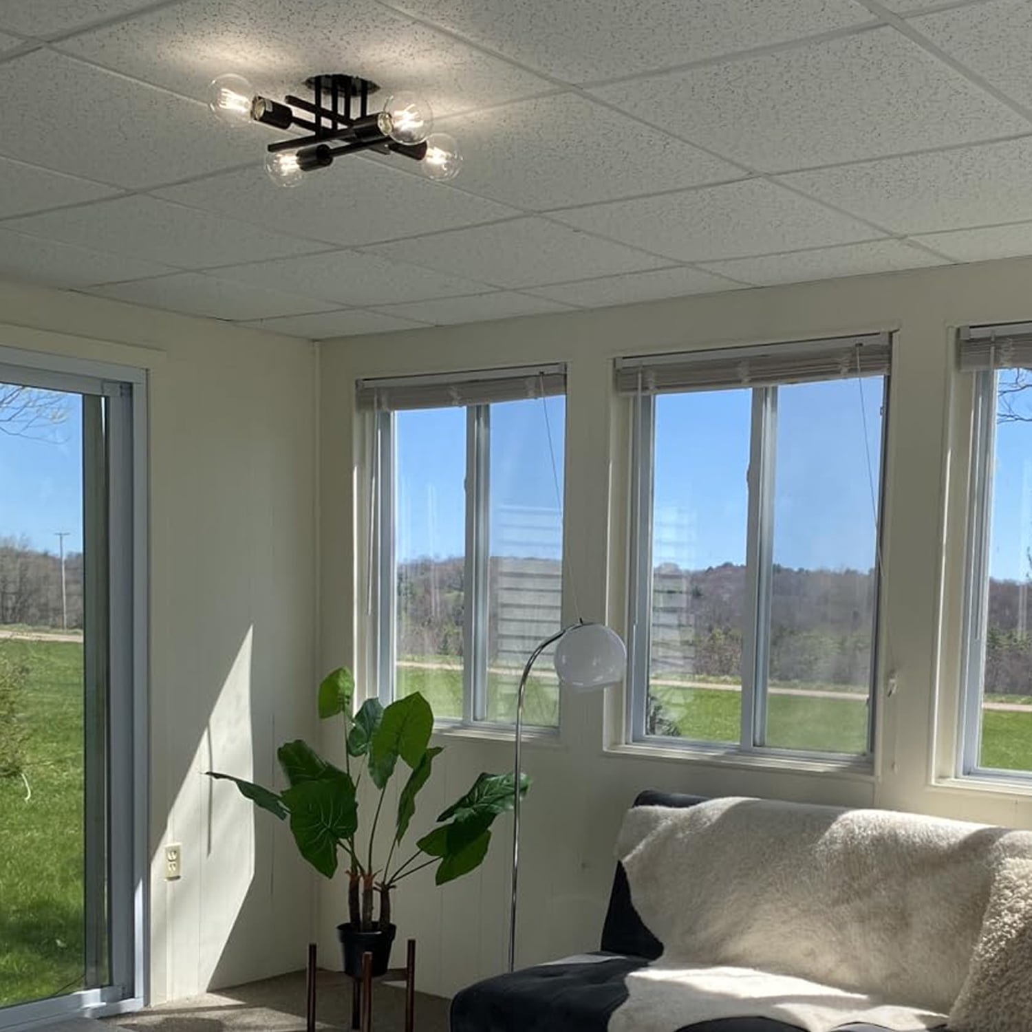 4-Light Semi Flush Mount Light Fixtures Farmhouse Black Light Fixtures Ceiling Mount Close to Ceiling Lighting Chandelier for Kitchen
