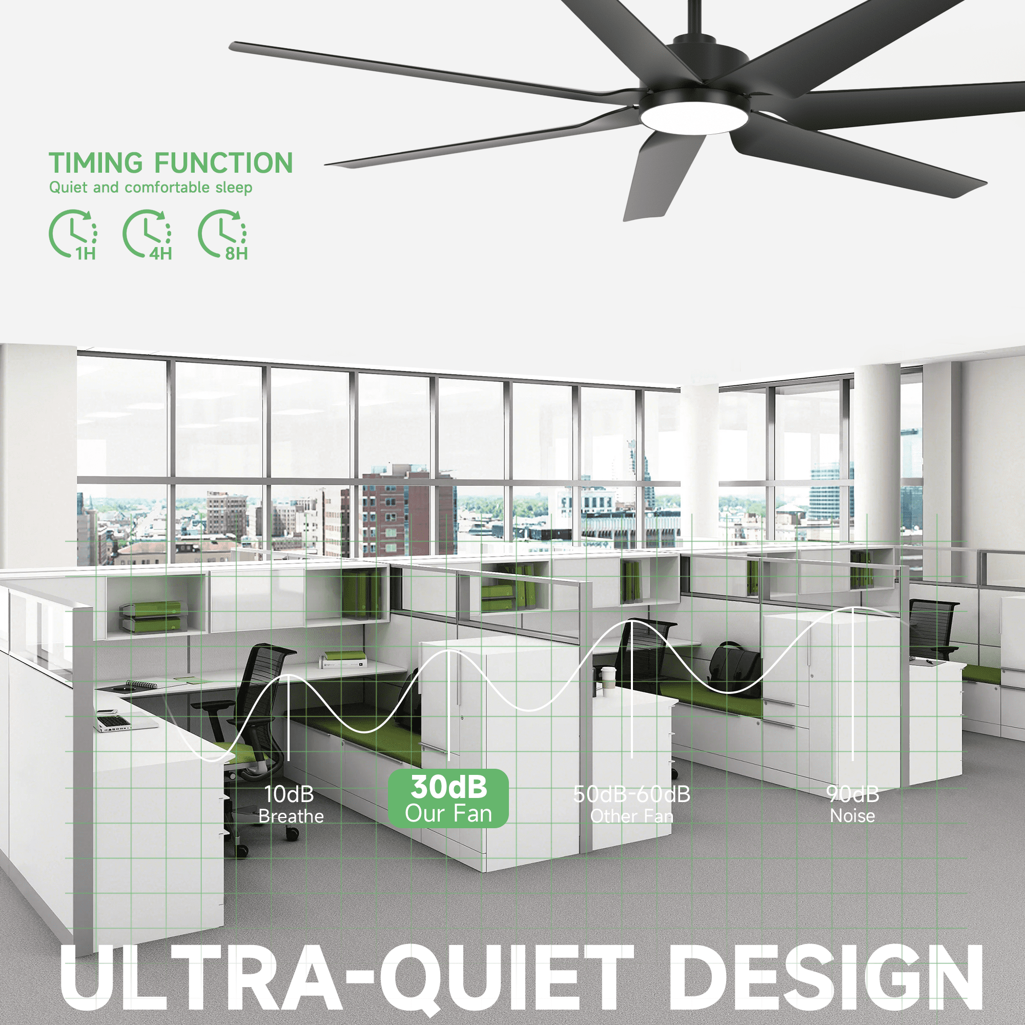 65 inch Black Outdoor Ceiling Fans for Patios Waterproof, Modern High CFM 7 Blades Large Airflow Quiet DC Motor Fan for Indoor Outside Porch Garage