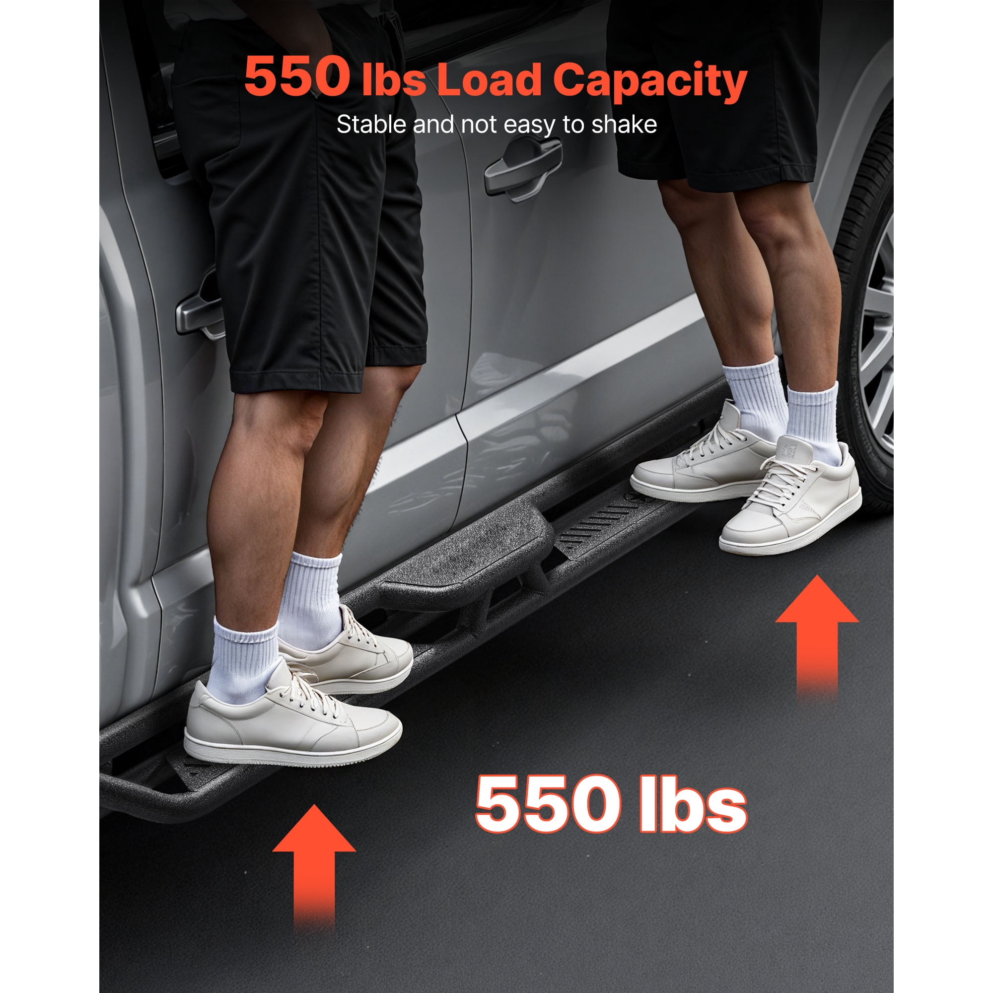 KFFKFF 6-Inch Side Steps for 2005-2023 Toyota Tacoma Double Cab, Black Carbon Steel Nerf Bars, 550 lbs Capacity, Durable Non-Slip Surface with Anti-Rust Coating