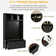 thumbnail image 2 of 4-in-1 Hall Tree, 47"L Farmhouse Entryway Bench with Shoe Storage and Coat Rack, 6 Coat Hooks & 2 Storage Drawers, Entrance Organizer for Hallway, Living Room, Bedroom, Black, 2 of 7