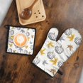 thumbnail image 5 of Fall Pumpkins Leaves Pattern Kitchen Oven Mitt and Pot Holder Sets 2 Pcs for Baking, Cooking and Grilling, Heat Resistant Up To 392 °F, 5 of 7