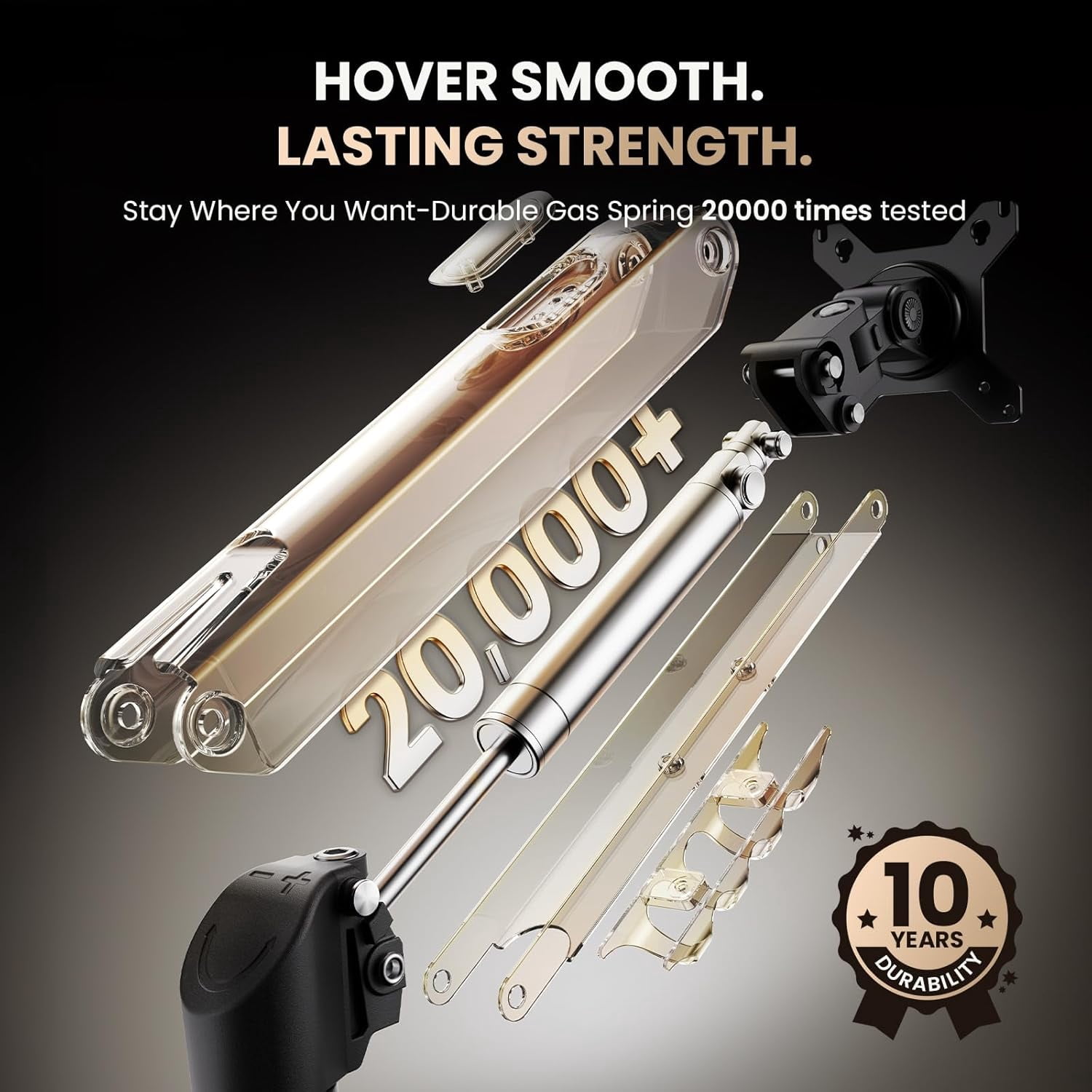 Dual Monitor Stand, 15 to 32 Inch Monitor Arm, Adjustable Monitors Mount with C-Clamp and Grommet Installation, Made of Iron and Al, VESA Monitor Stand for Desk - Fits 4.4 to 19.8lbs Monitors