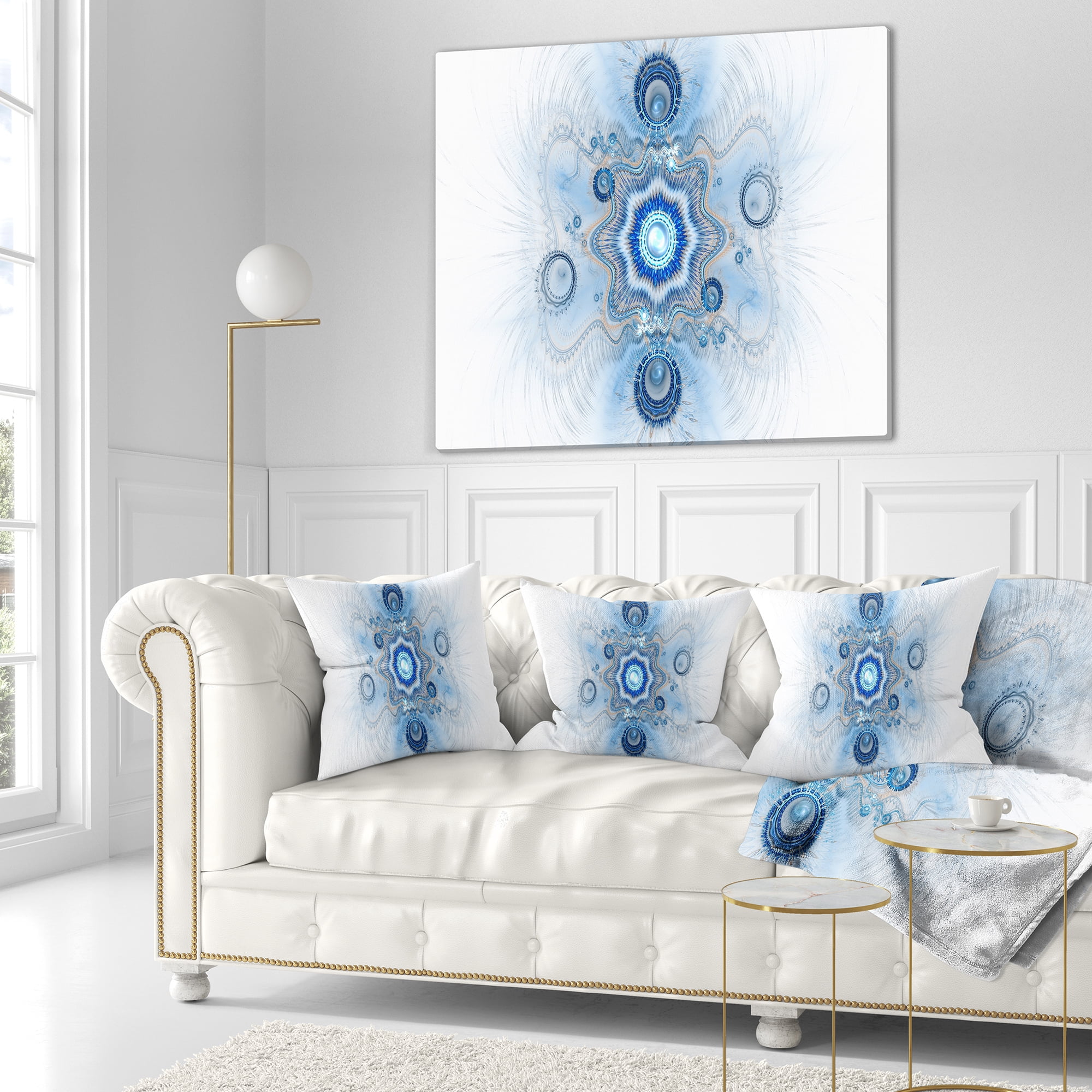 Designart Cabalistic Blue Star Flower - Abstract Throw Pillow - 16x16