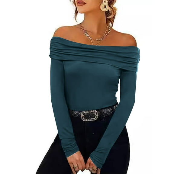 BSDJILFG One Shoulder Tops for Juniors Y2K Crop Tube Top Long Sleeve Slim Fit Shirt for Evening Party