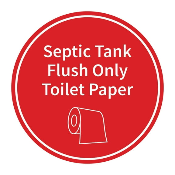 Signs ByLITA Circle Septic Tank Flush Only Toilet Paper Sign (Red) - Large