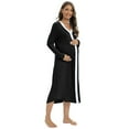 thumbnail image 3 of Womens Nursing Gown Nightgown Maternity Nursing Dress 3 in 1 Delivery/Labor/Nursing Breastfeeding Birthing Long Sleeve Gown Nightgown with Button,Black S-2XL, 3 of 7