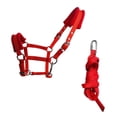 thumbnail image 3 of Durable Horse Bridle Rein Halter Headstall Longitud Engrosada Accesorios ecuestres Arnés Esponja suave Cojín Correas Cuerda para caballo , Talla M Rojo Como se describe Macarena Riendas de caballo, 3 of 8