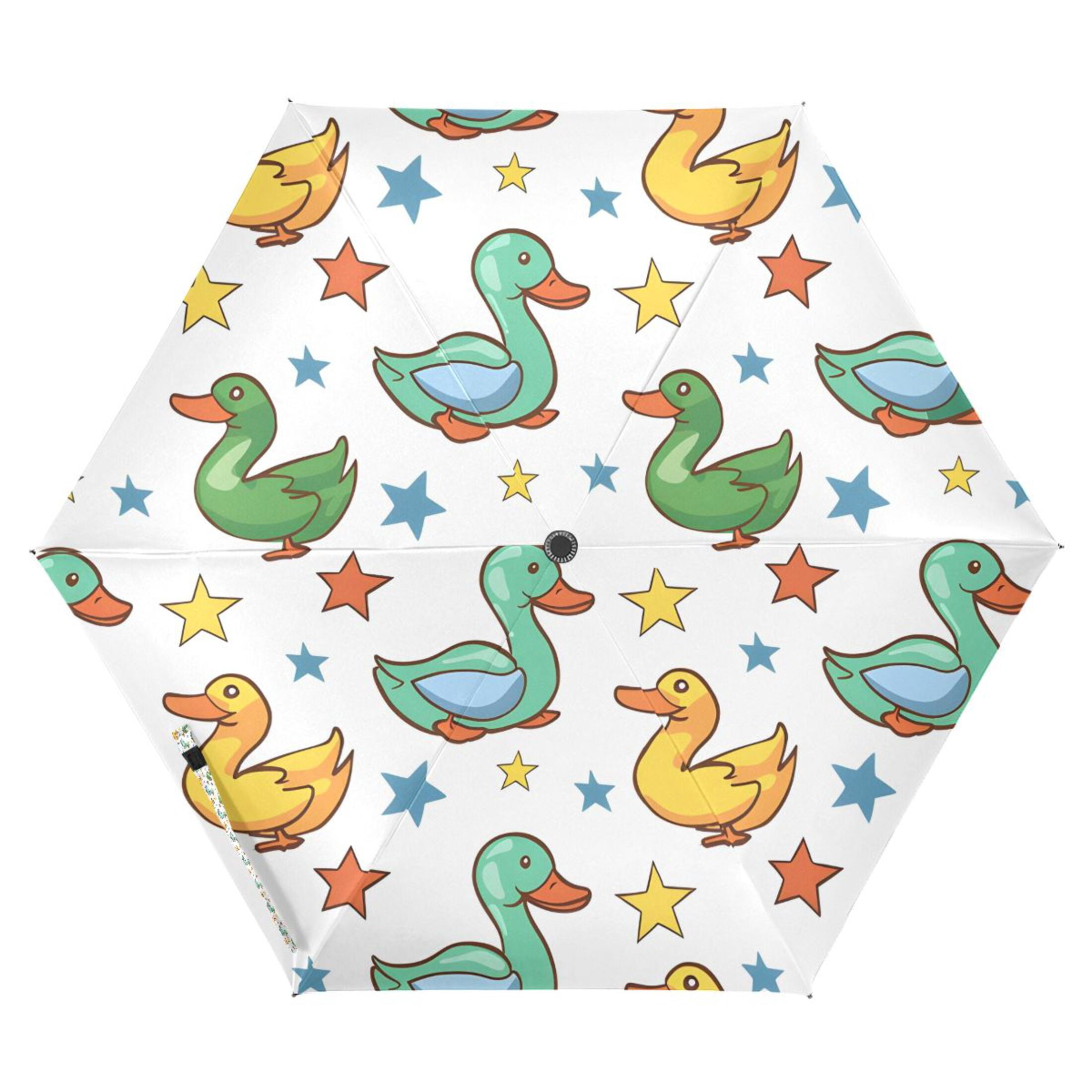 Cartoon Duck and Star Compact Sun Umbrella Windproof Travel Umbrellas for Rain Strong Portable UV Protection