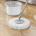 thumbnail image 3 of Mop and Bucket Set, 360° Spin Mop and Bucket with Wringer Set, Stainless Steel 46.9" Extended Handle Spinning Mop Bucket System for Floor Cleaning (White), 3 of 8