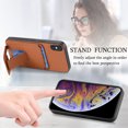 thumbnail image 5 of Case for iPhone XS Max with Hidden Kickstand, Carbon Fiber Texture Wallet Case with Card Holder for iPhone XS Max Magnetic Car Mount Shockproof Military Grade Protection Cover, Brown, 5 of 10