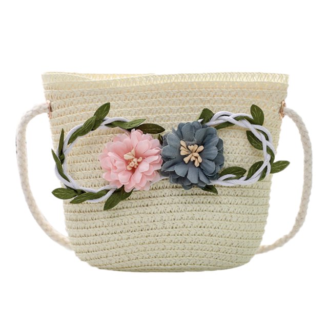 Bolsos De Paja Hechos A Mano Para Niños De Verano, Bolsos De Hombro, Bandolera De Flores Bonitas Para Niños Methold AP006969-03