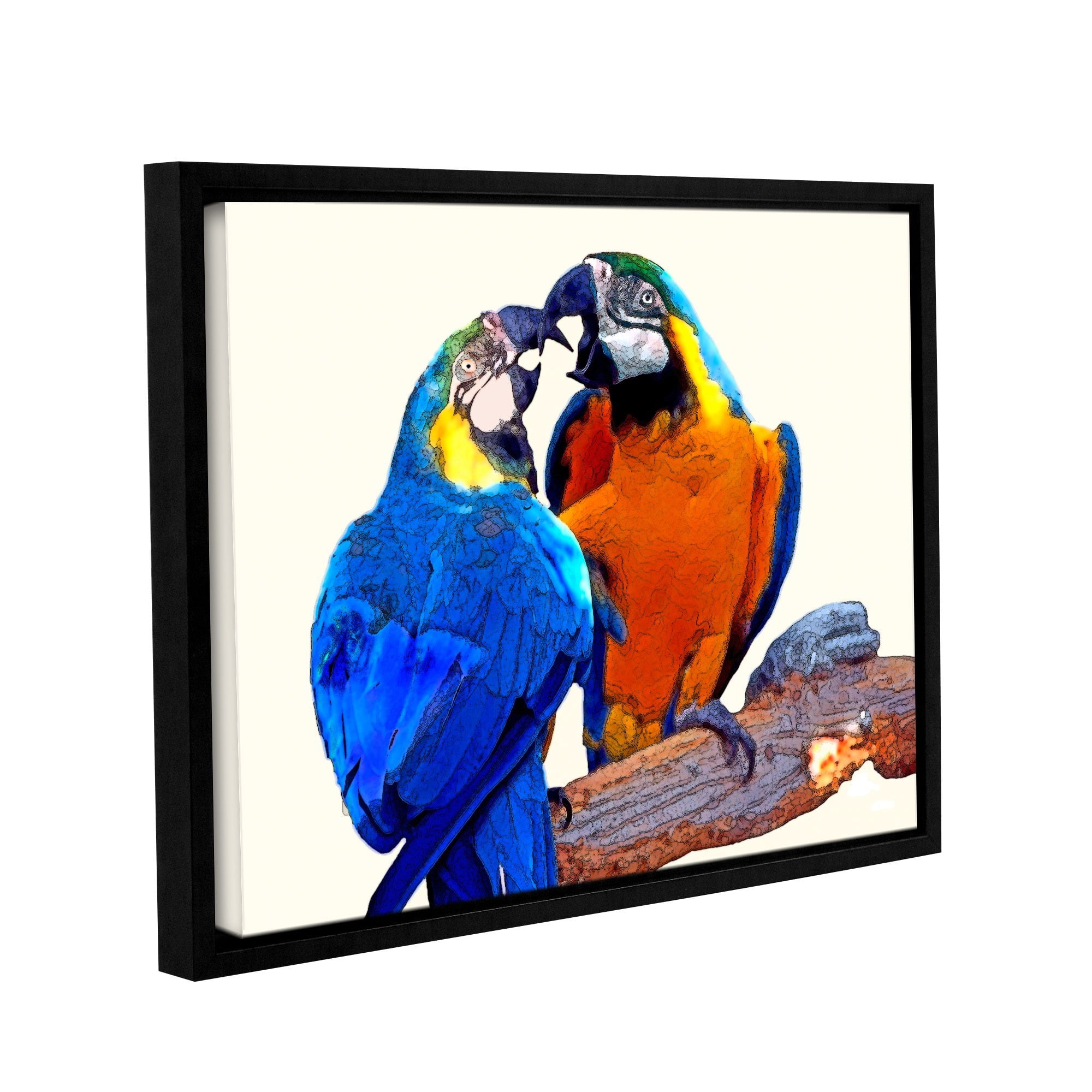 ArtWall Linda Parker "Parrot Passion 2" Gallery-wrapped Floater-framed Canvas