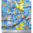 thumbnail image 1 of Soimoi Moss Georgette Fabric Fox & Bunny Kids Print Fabric by The Yard 42 Inch Wide, 1 of 5