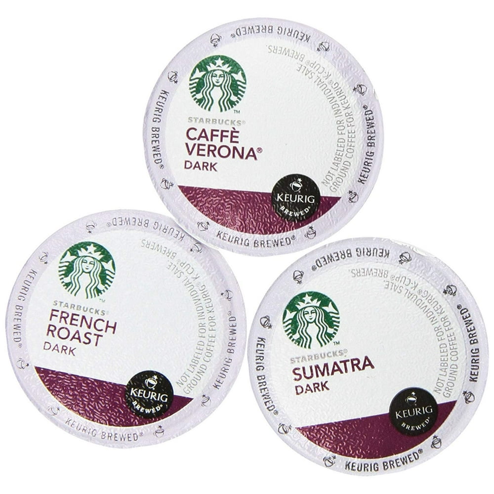 30 Pack - Starbucks Variety Coffee K-Cup Featuring 3 Dark Roast for