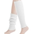 thumbnail image 2 of Spencer Women Leg Warmers Cable Knit Knee High Leg Warmers for Sports Party Yoga, Winter Warm Long Boot Socks for Lady, White, 2 of 10