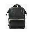 thumbnail image 1 of Mochila de piel sintética para pañales con compartimento para ordenador portátil, escuela de viaje para mujeres y hombres, negro suave, 1 of 5