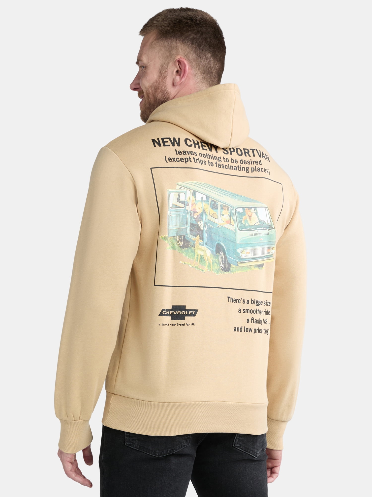 Chevrolet Sportvan Men's Graphic Print Hoodie with Long Sleeves, Sizes S-2XL