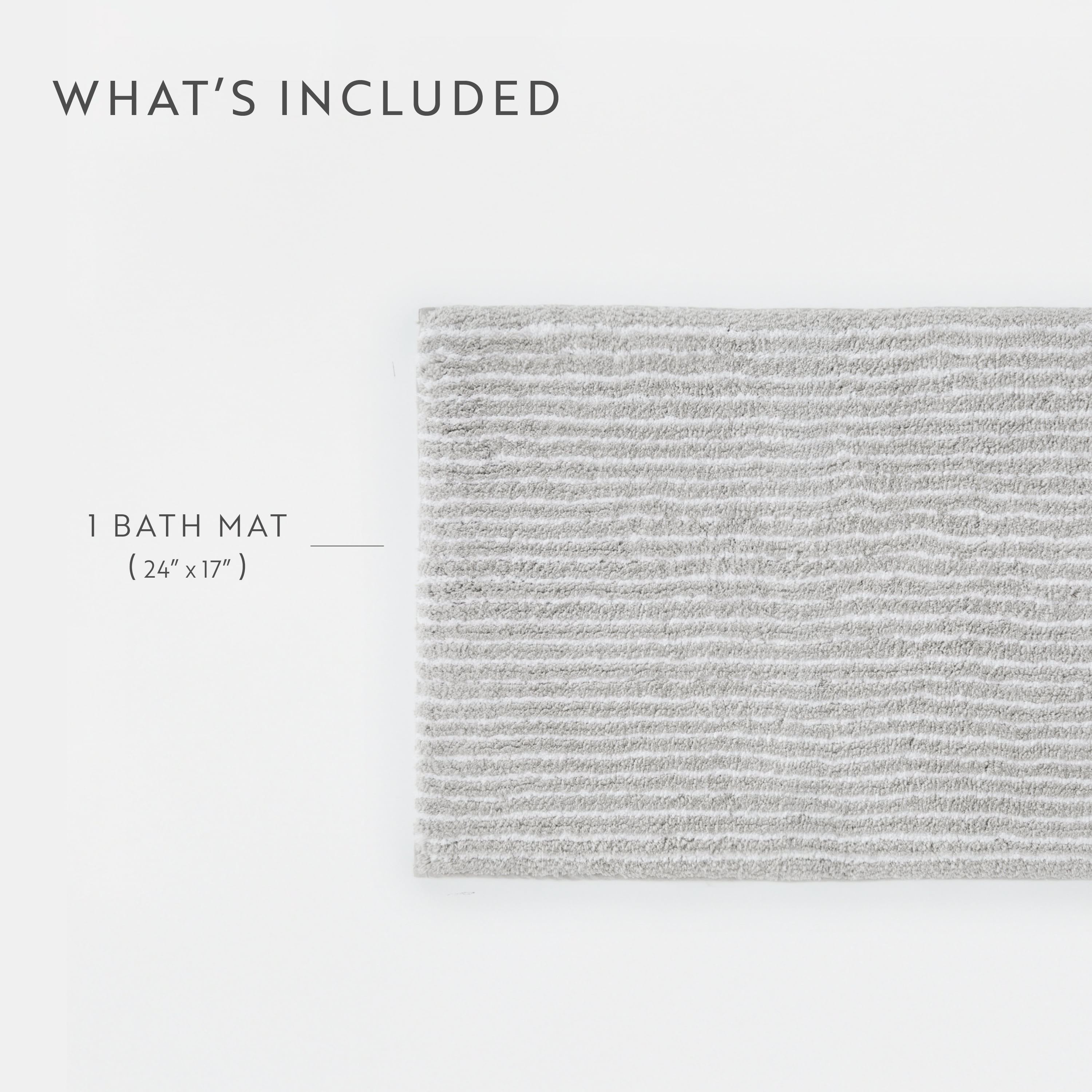 100% Cotton Pinstripe Patterned Bath Mat by Comfort Canopy, Light Gray, 24" x 17"