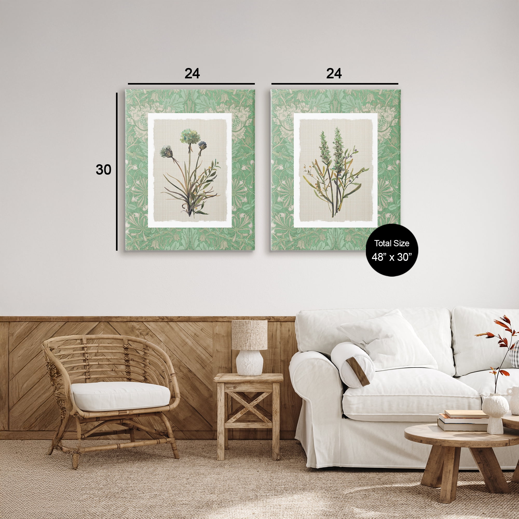 Stupell Industries Green Tone Herbal Blooms 2 Piece Canvas Wall Art Set, design by Carol Robinson