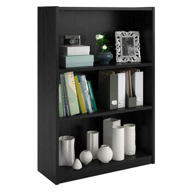 3Shelf Bookcase in Black Ebony Ash Finish