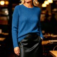 thumbnail image 4 of LUVDA Women's Ribbed Knit Sweater Long Sleeve Crew Neck Pullover Casual Fall Top, 4 of 8