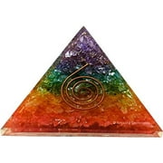 7 Chakra Onyx Crystal Orgone Pyramid, Organite Pyramid Healing Copper Coil