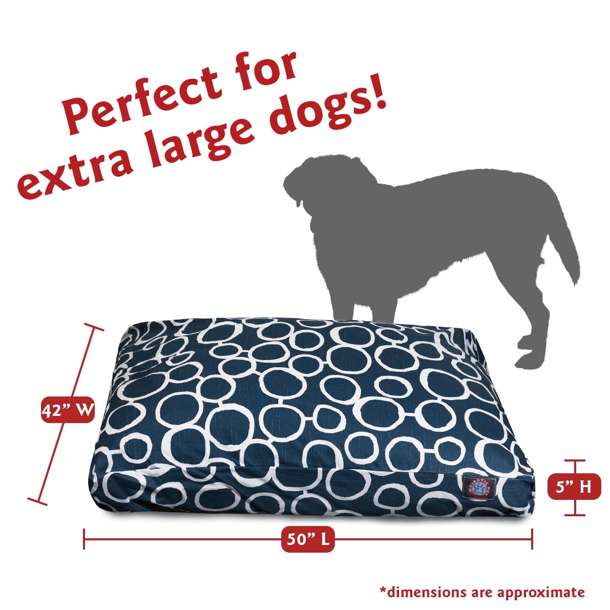 Majestic Pet | Fusion Rectangle Pet Bed For Dogs, Removable Cover, Navy, Extra Large