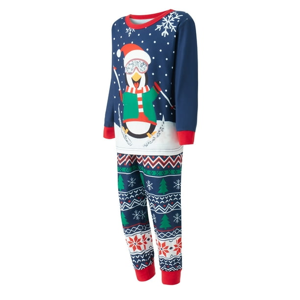 Sunloudy Family Matching Christmas Pajamas Cartoon Penguin Print Long Sleeve Tops Elastic Waist Trousers Loose Set Other