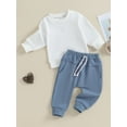 thumbnail image 3 of Bagilaanoe 2PCS Toddler Baby Boy Pants Set Long Sleeve Sweatshirt Pullover Tops + Drawstring Sweatpants 6M 12M 18M 24M 3T Kids Casual Sweatsuits, 3 of 9