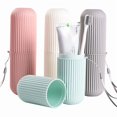 thumbnail image 3 of Travel Stripe Toothbrush Box Portable Wash Mouth Cup Brush Cup Set Teeth Set Teeth Set Teeth Jar Nordic Simple Toothbrush grey-2Pcs, 3 of 6