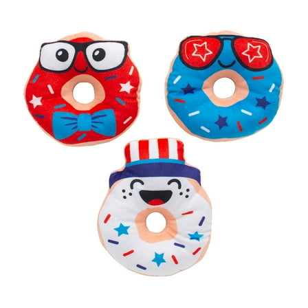 Fun Express 4" Patriotic Red, White & Blue Silly Stuffed Donuts - 12 Pieces