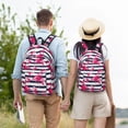 thumbnail image 6 of Daiia Dark Blue Stripes and Flamingos Vintage Canvas Backpack for Men and Women ,Hiking Backpack,Travel Laptop Bag for School,Large Capacity Backpack, 6 of 8